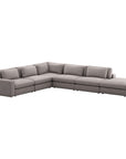 Four Hands Atelier Bloor 5-Piece Pewter RAF Sectional with Ottoman