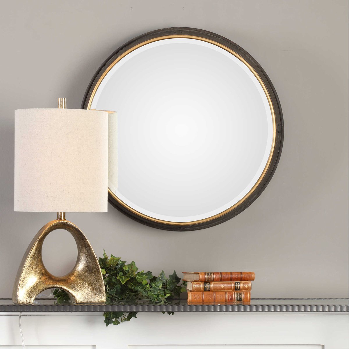 Uttermost Sturdivant Antiqued Gold Round Mirror