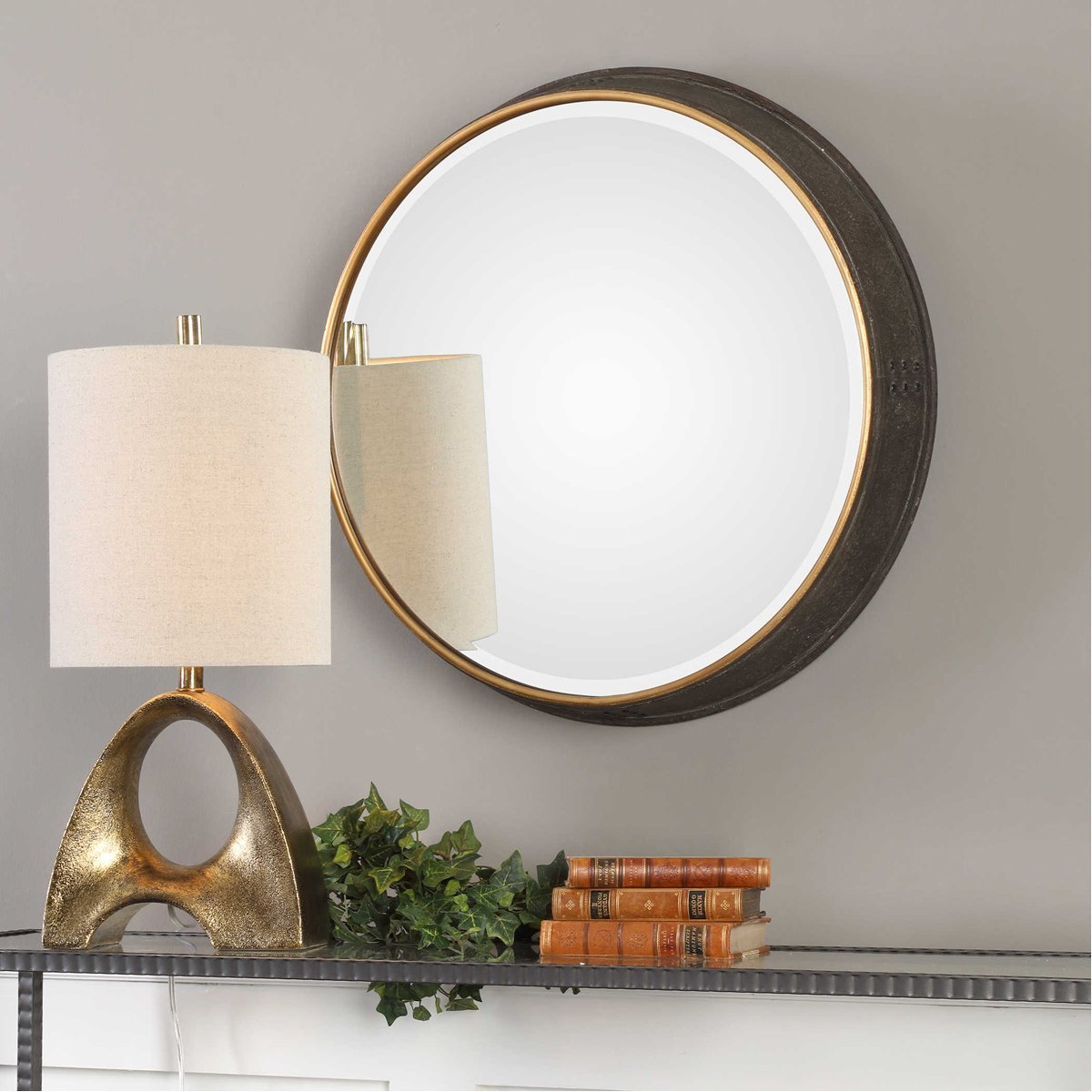 Uttermost Sturdivant Antiqued Gold Round Mirror