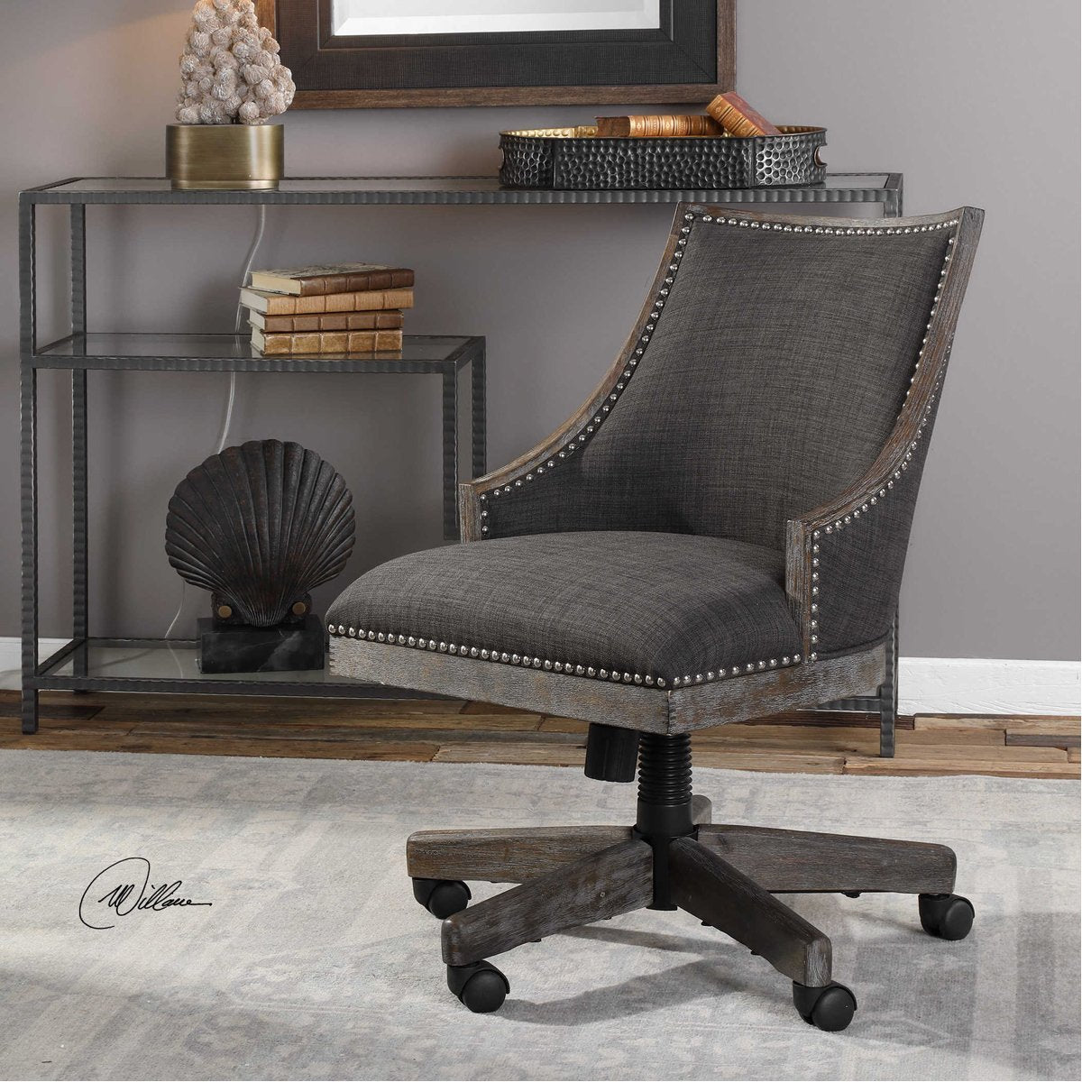 Uttermost Aidrian Charcoal Desk Chair