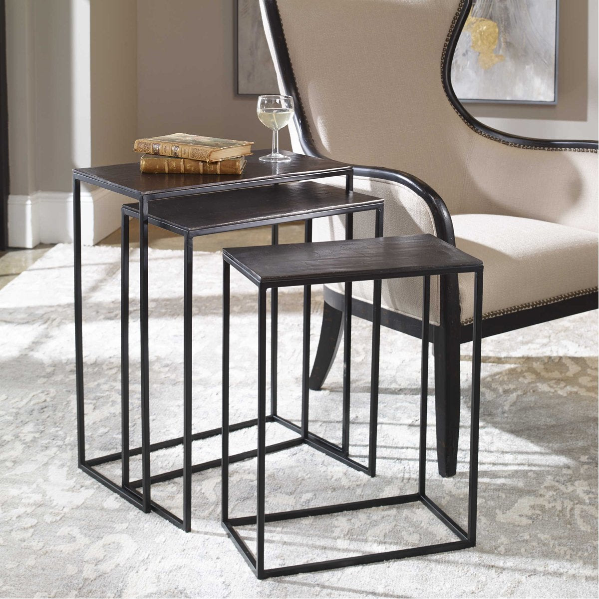 Uttermost Coreene Iron Nesting Tables, 3-Piece Set