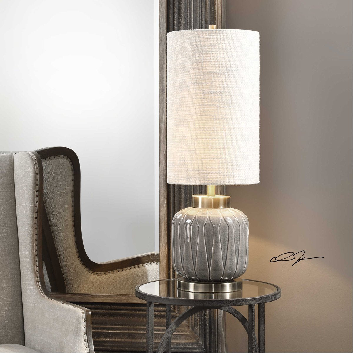 Uttermost Zahlia Aged Gray Ceramic Lamp