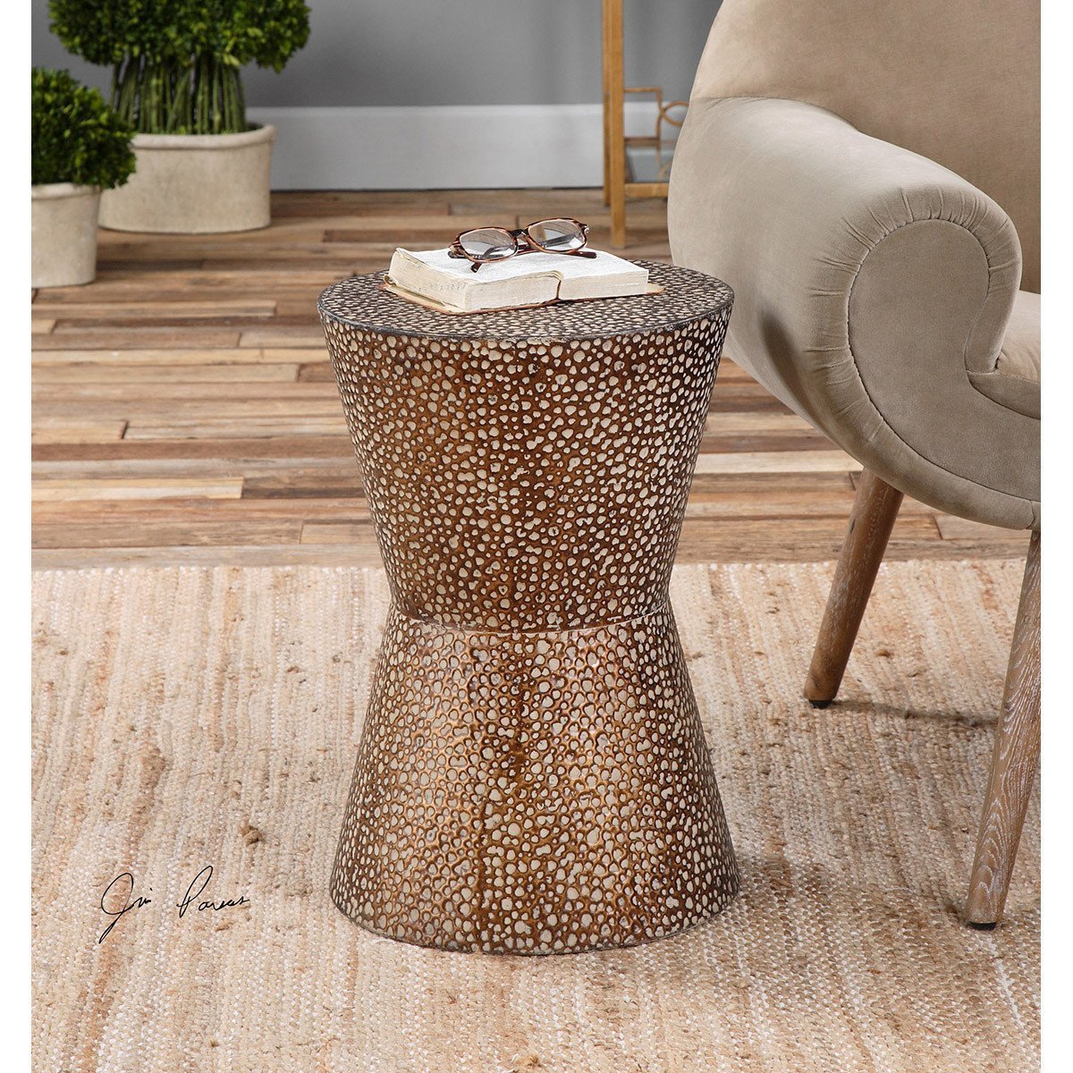 Uttermost Cutler Drum Shaped Accent Table