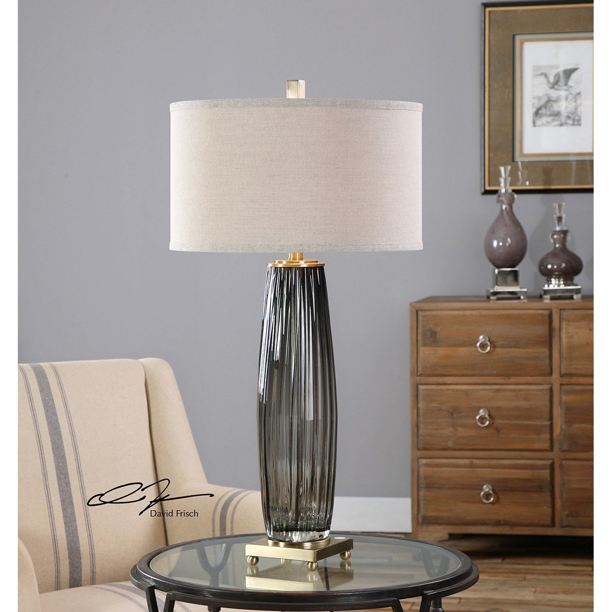 Uttermost Vilminore Gray Glass Table Lamp