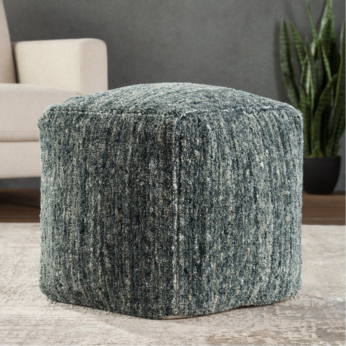 Jaipur Vagabond Sherwood Solid Light Blue Gray VBD03 Cube Pouf