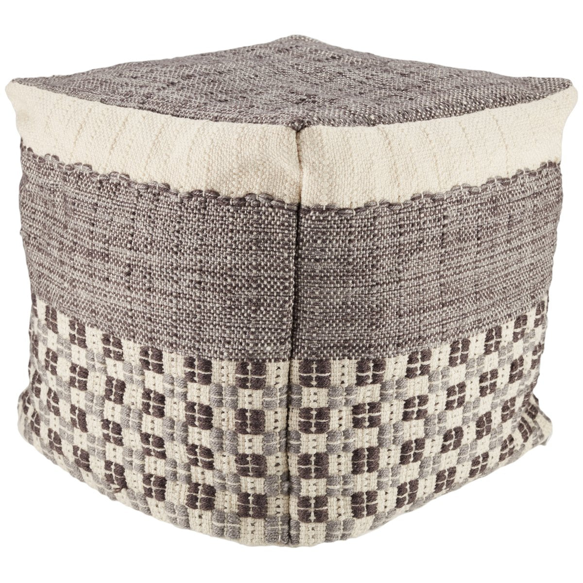 Jaipur Vilano Seaton Geometric Stripes Gray Cream VLA03 Pouf