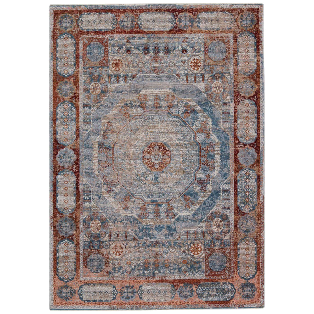 Jaipur Valentia Arcadia Medallion Blue Red VLN16 Area Rug