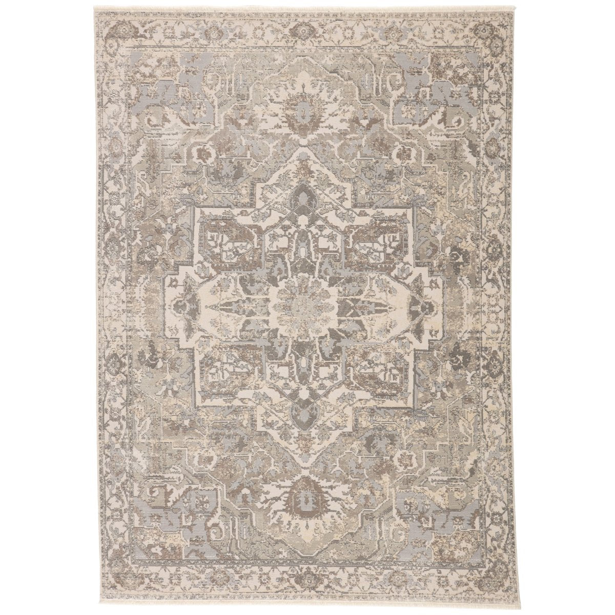 Jaipur Vienne Alain Medallion Border Gray Cream VNE01 Rug