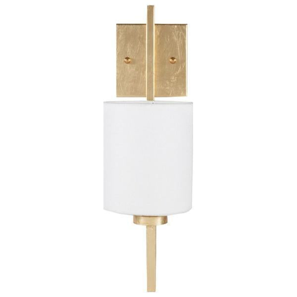 Worlds Away White Linen Shade Sconce