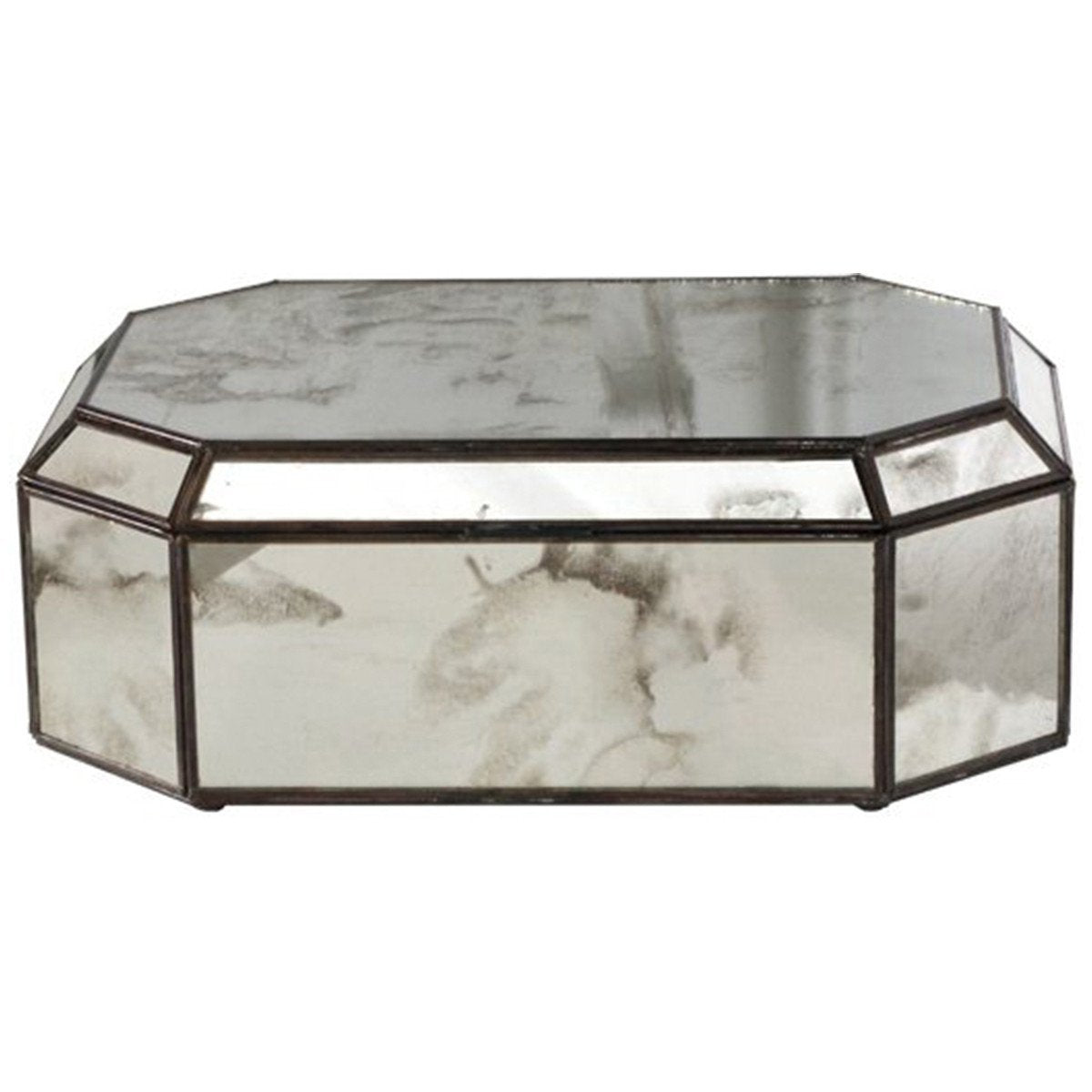 Worlds Away Octagonal Antique Mirror Box