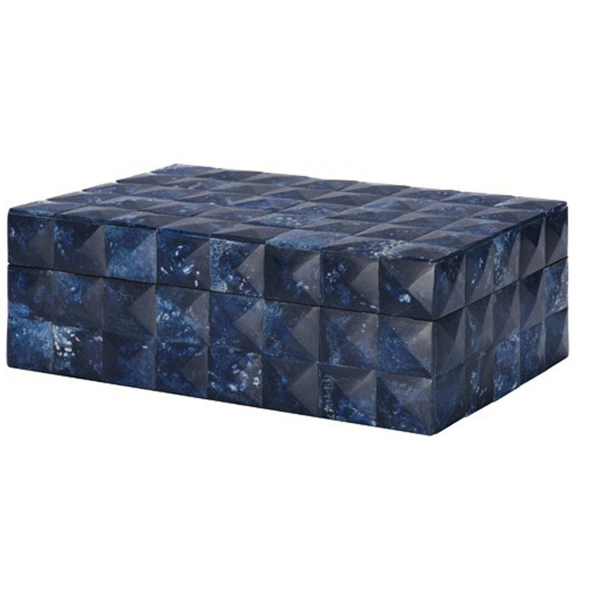 Worlds Away Hand Crafted Decorative Box in A Blue Geometric Pattern