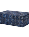 Worlds Away Hand Crafted Decorative Box in A Blue Geometric Pattern