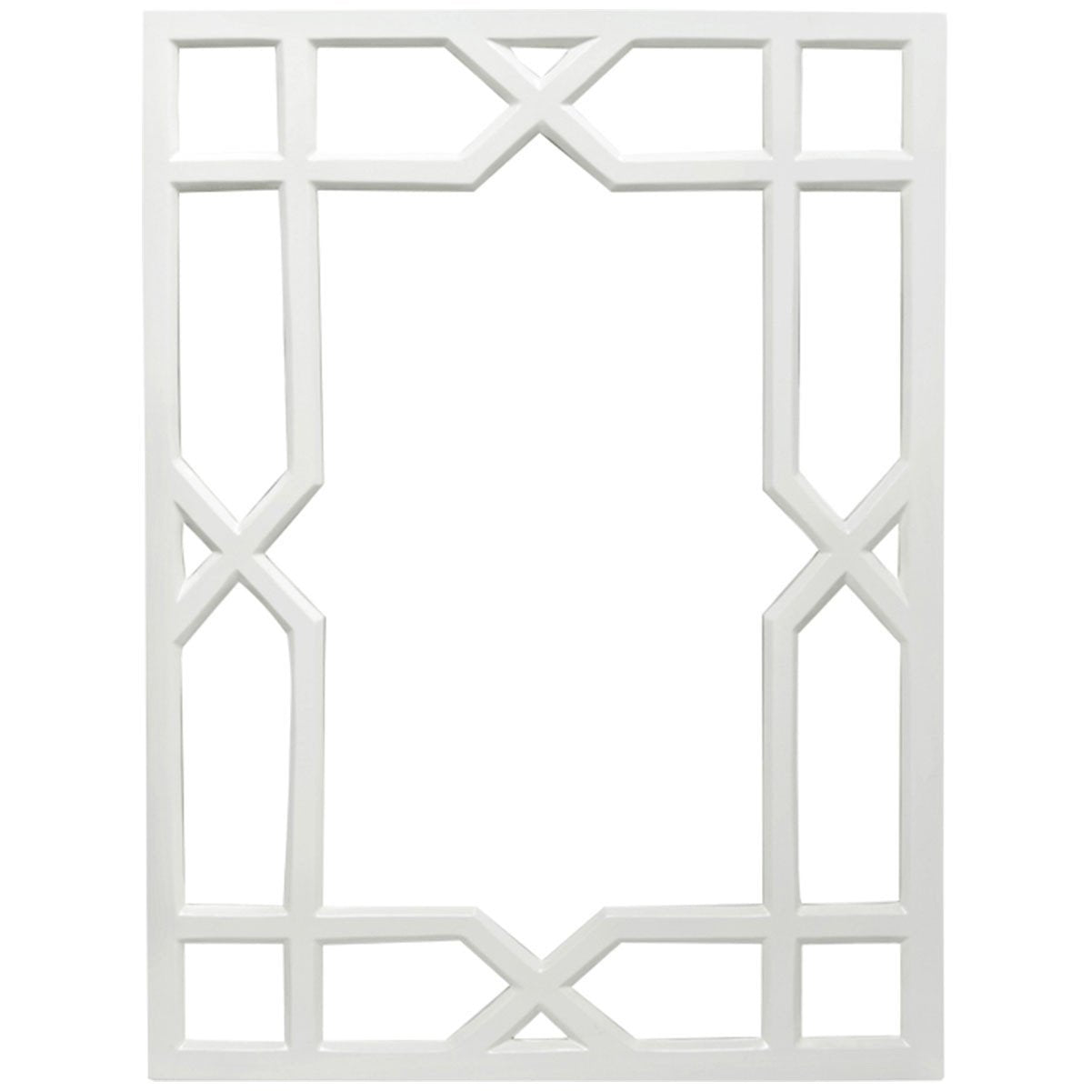 Worlds Away White Lacquer Treills Mirror VERO