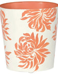 Worlds Away Oval Floral Wastebasket