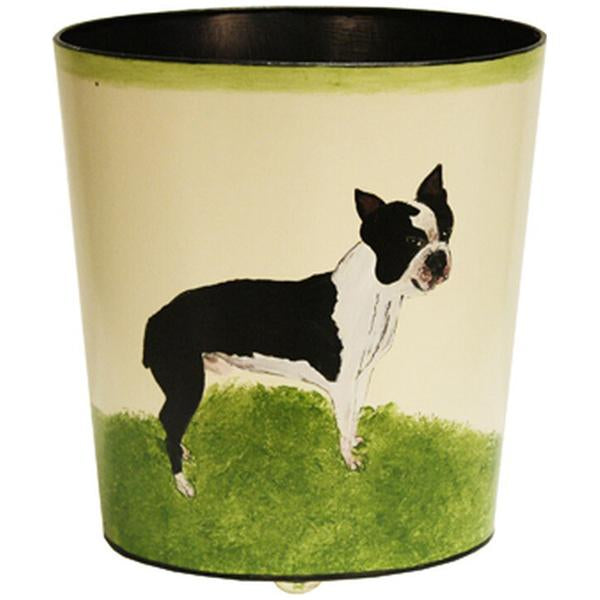 Worlds Away Boston Terrier Wastebasket