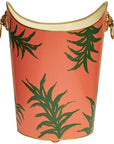 Worlds Away Oval Wastebasket with Lion Handles in Palm