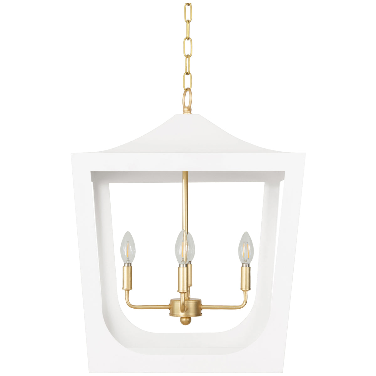 Worlds Away Modern Pagoda Lantern with 4-Light Gold Leaf Cluster