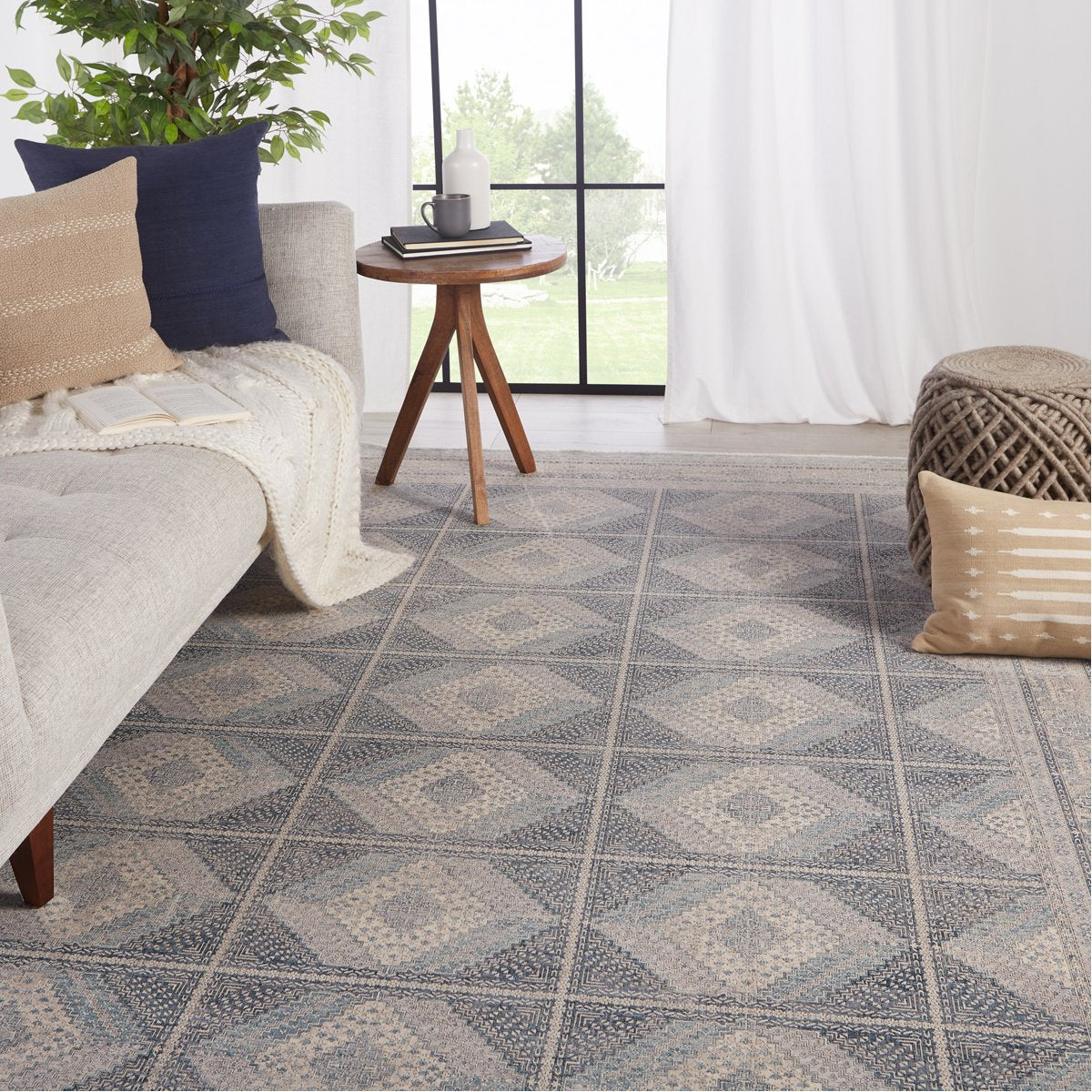 Jaipur Winsome Jamestown Trellis Geometric Blue Cream WNO05 Rug