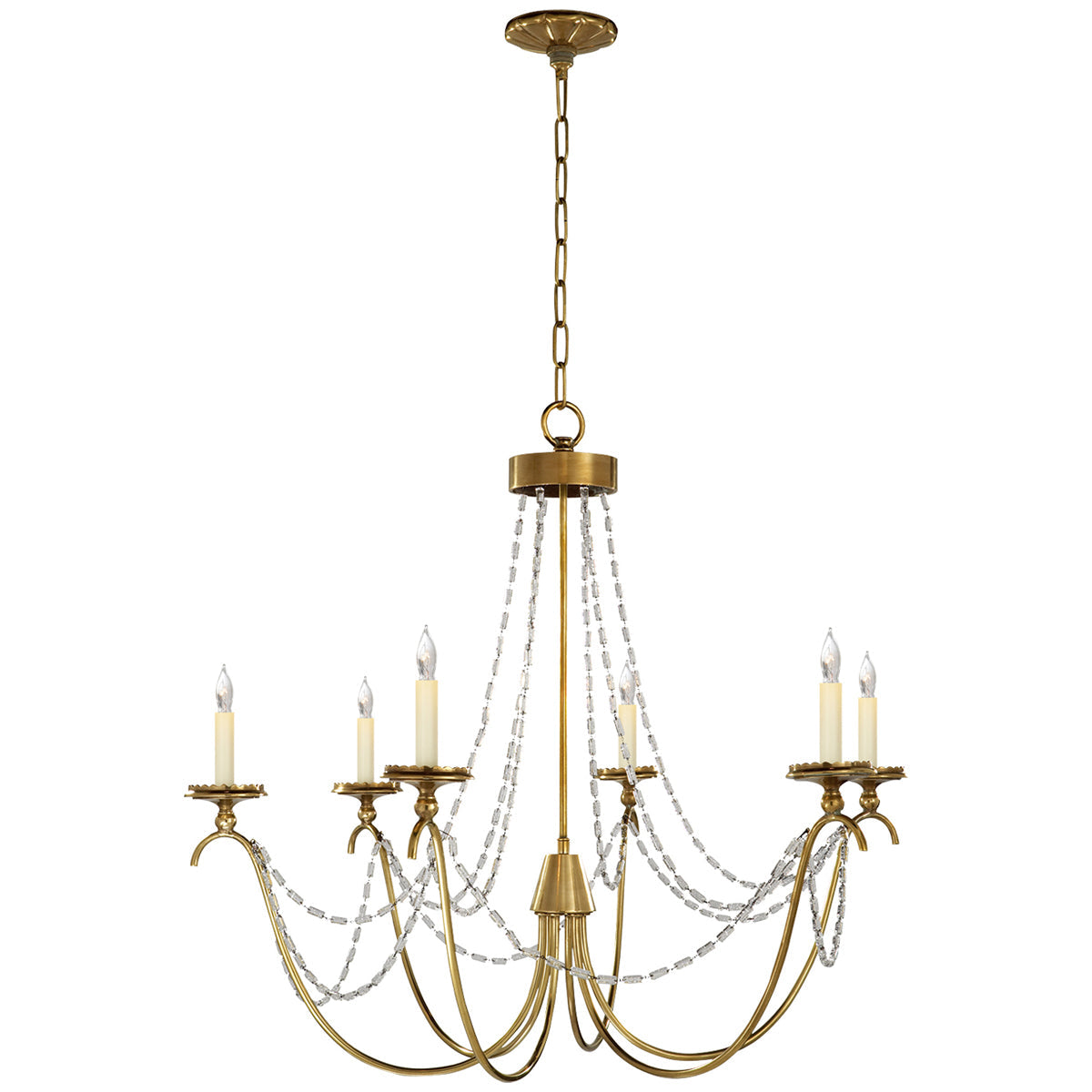 Visual Comfort Marigot Medium Chandelier with Seeded Glass Trim