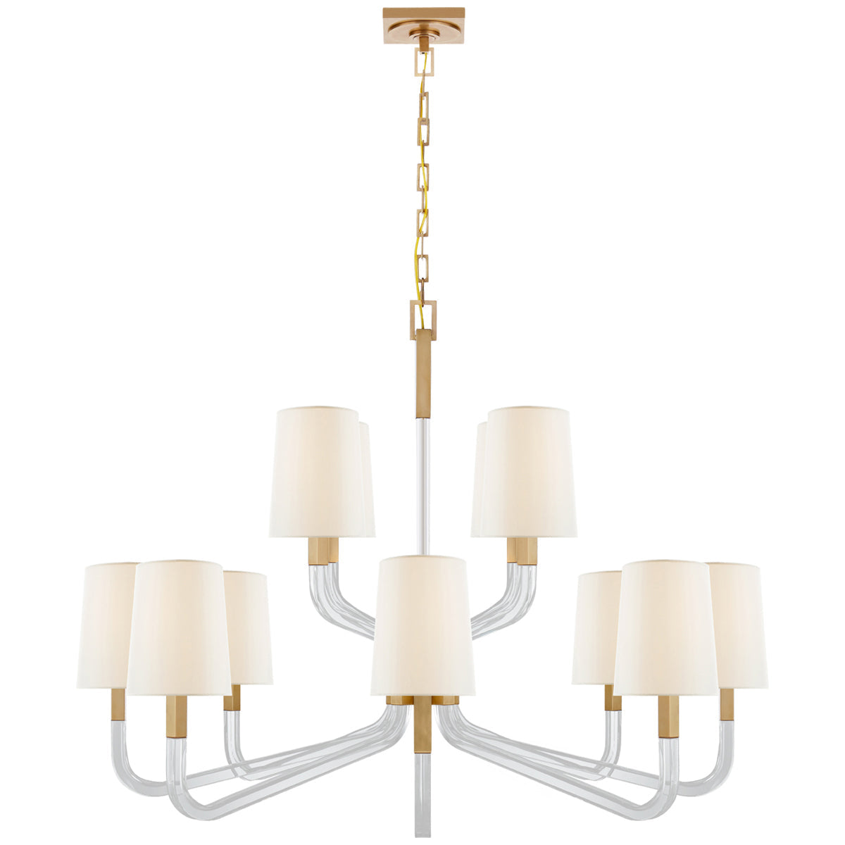 Visual Comfort Reagan Grande 2-Tier Chandelier with Linen Shade