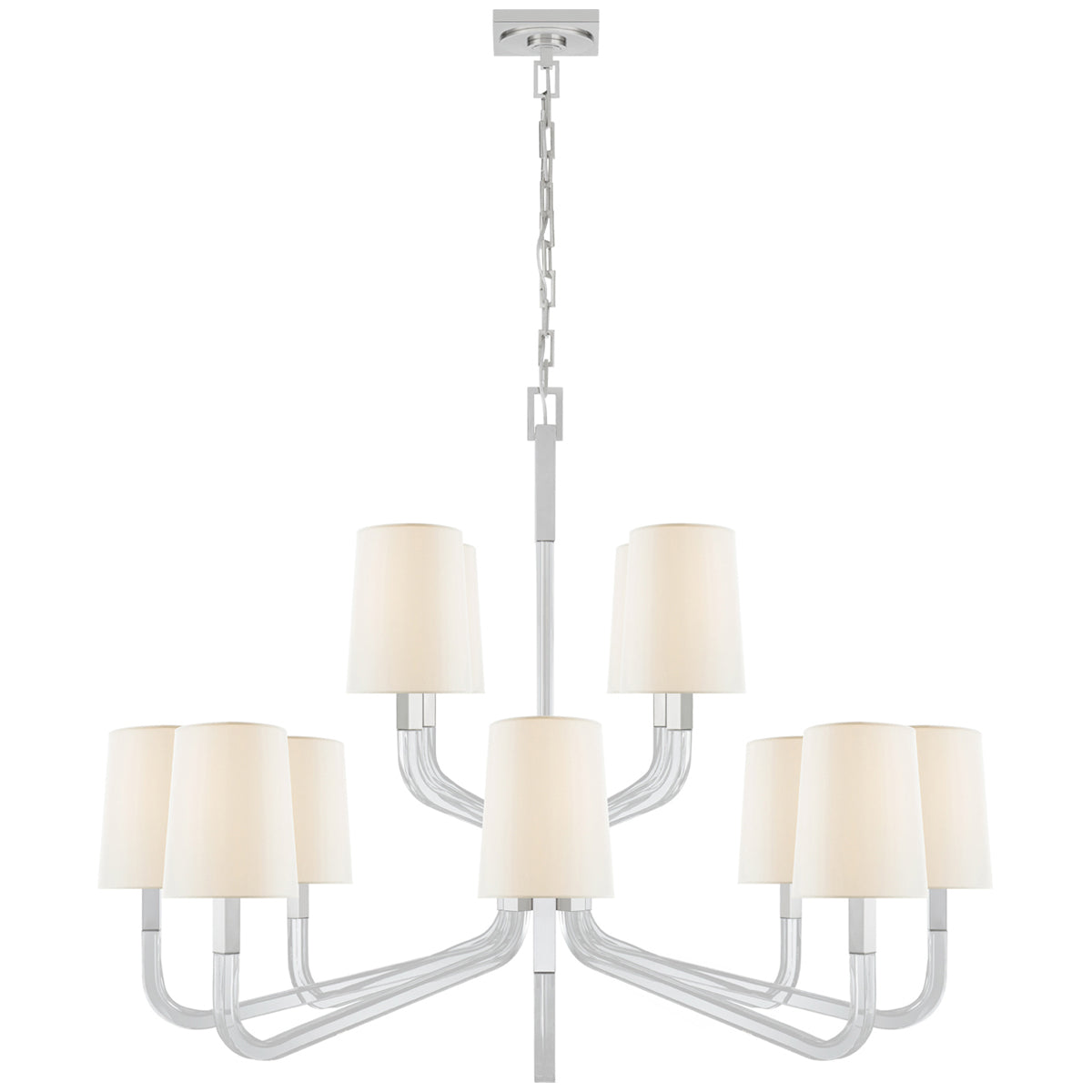 Visual Comfort Reagan Grande 2-Tier Chandelier with Linen Shade