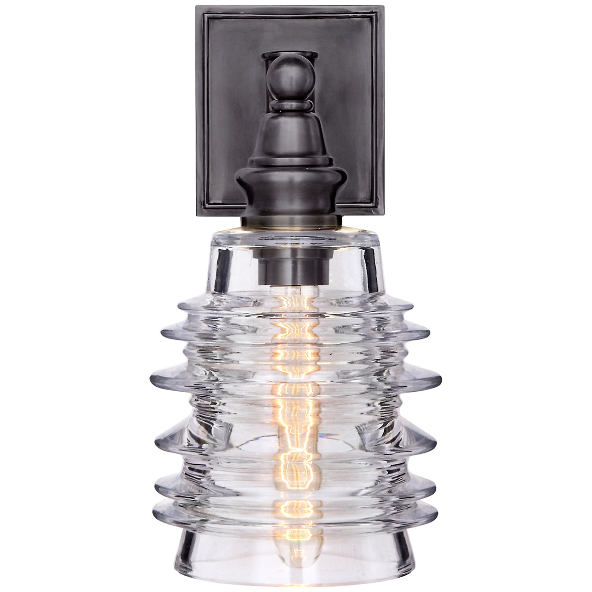 Visual Comfort Covington Sconce with Clear Ribbed Wide Glass