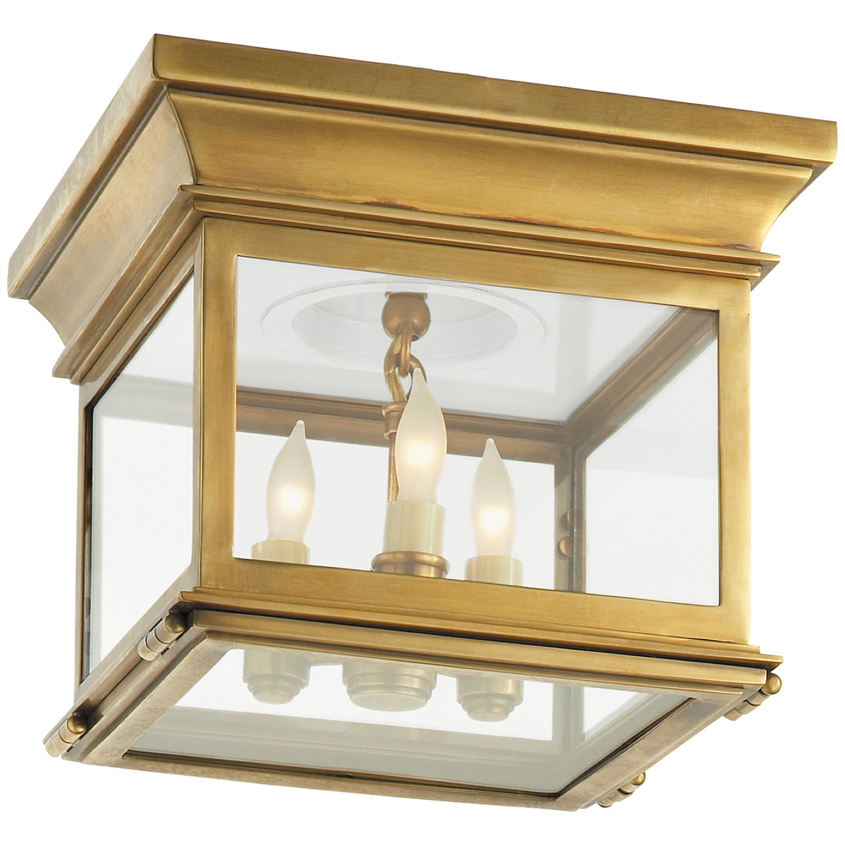 Visual Comfort Club Small Square 3-Light Flush Mount