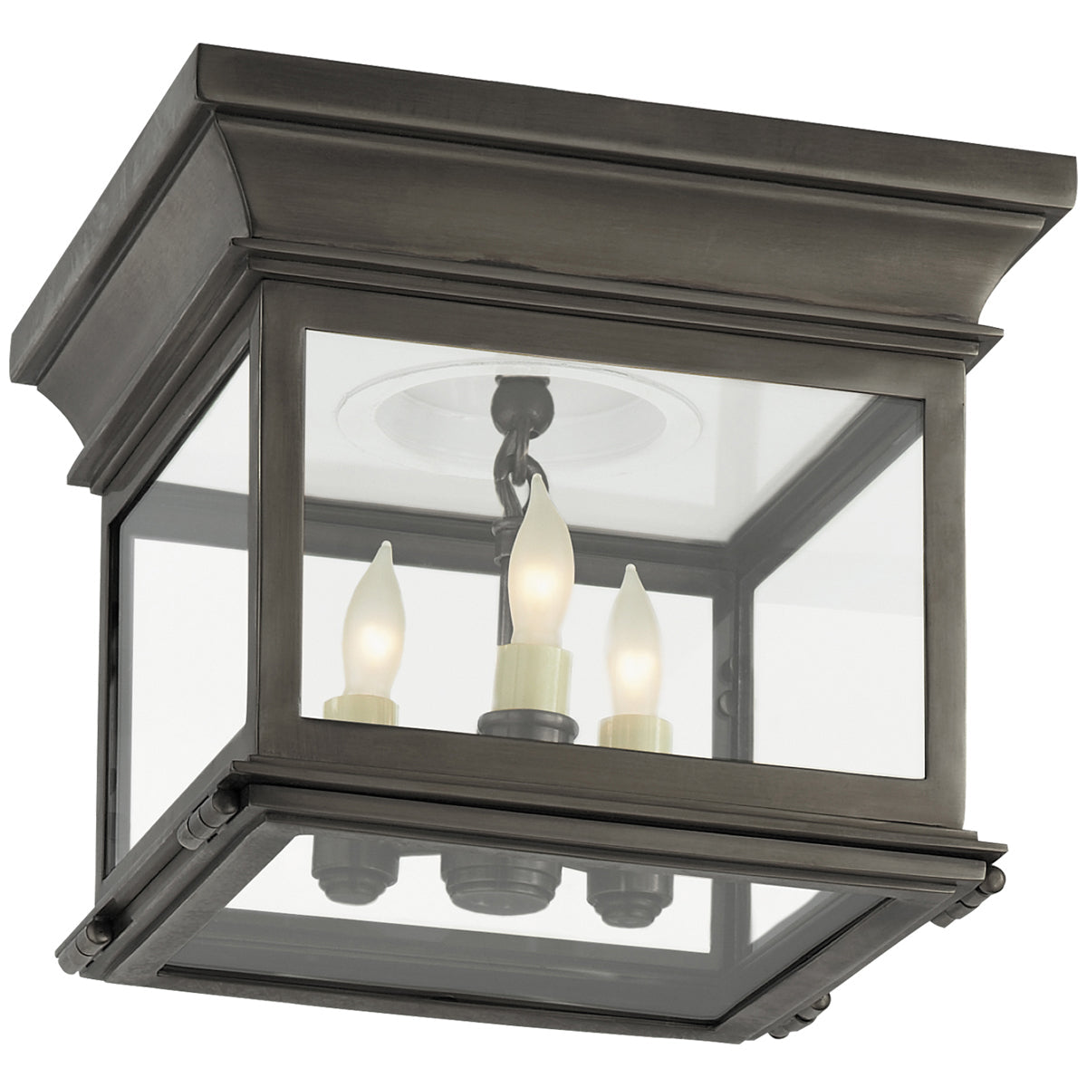 Visual Comfort Club Small Square 3-Light Flush Mount