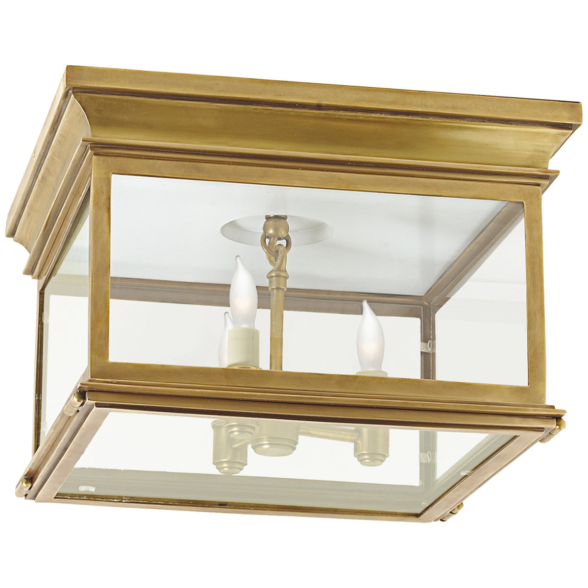 Visual Comfort Club Large Square 3-Light Flush Mount