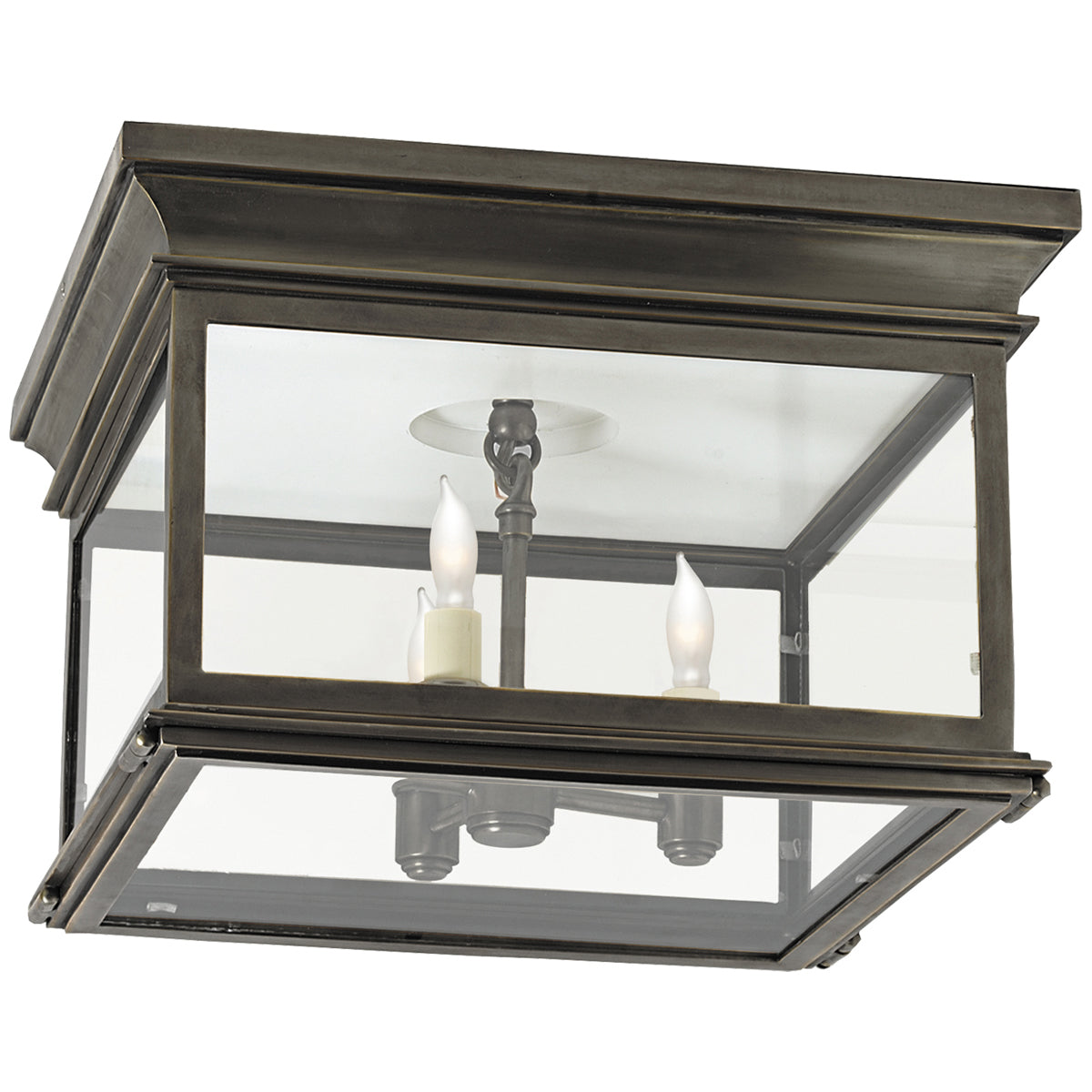 Visual Comfort Club Large Square 3-Light Flush Mount