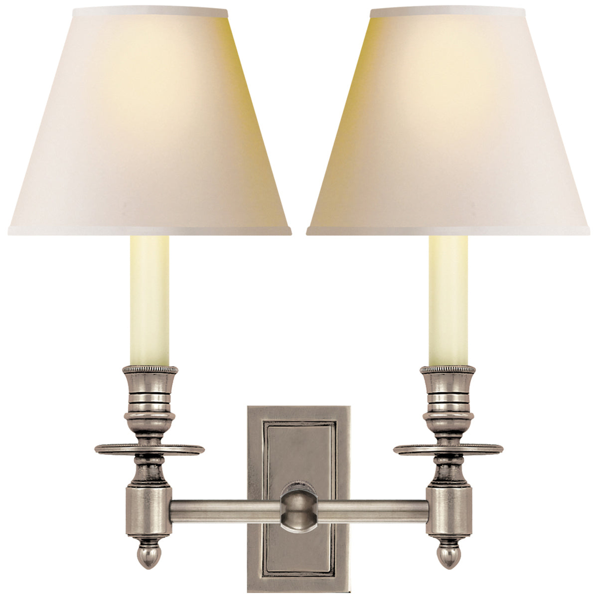 Visual Comfort French Double Library Sconce with Natural Paper Shade