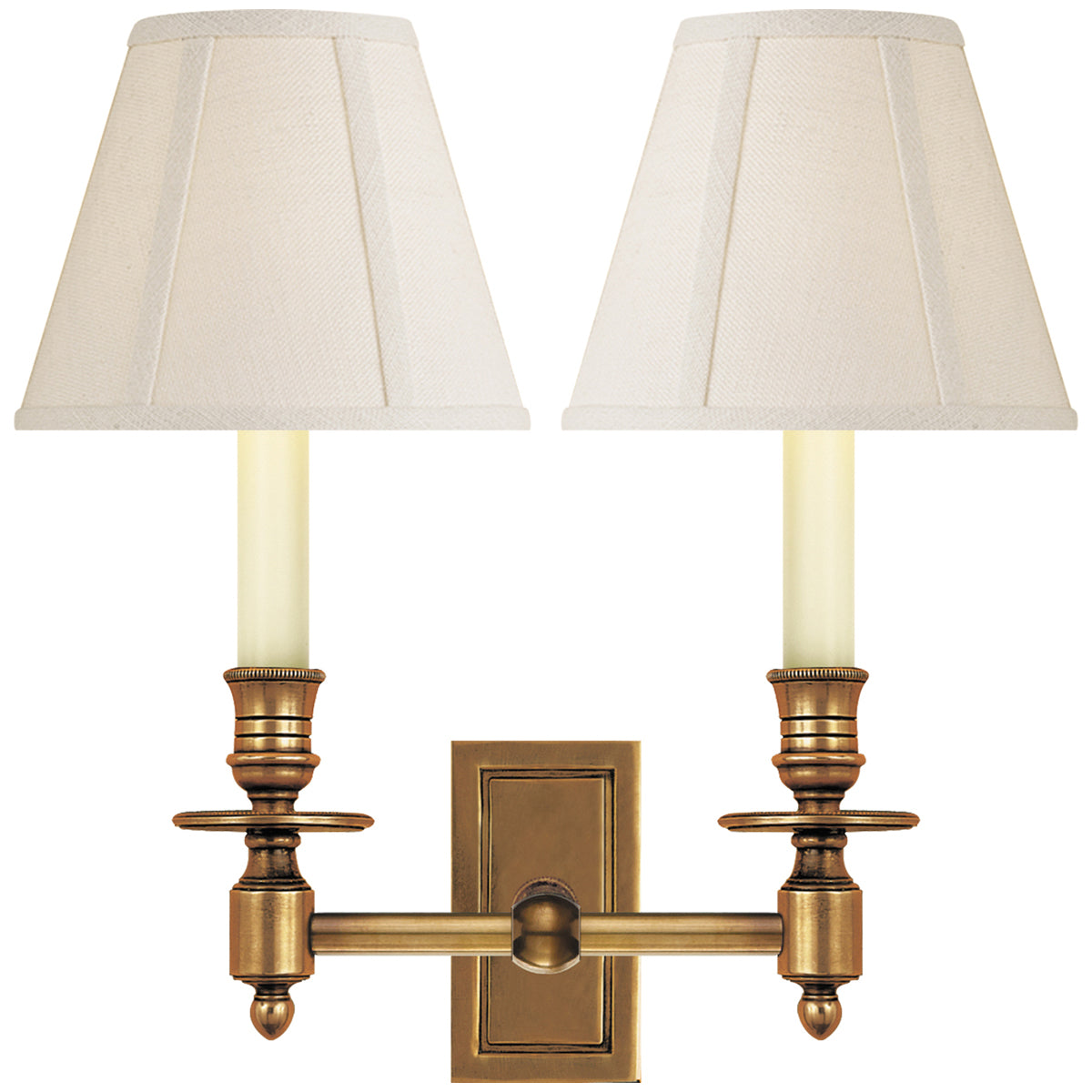 Visual Comfort French Double Library Sconce with Linen Shade