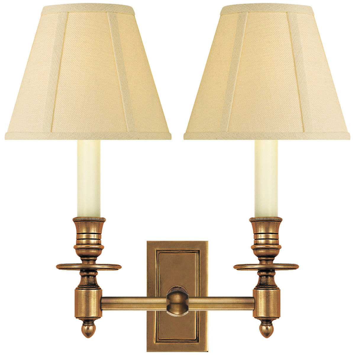 Visual Comfort French Double Library Sconce with Linen Shade