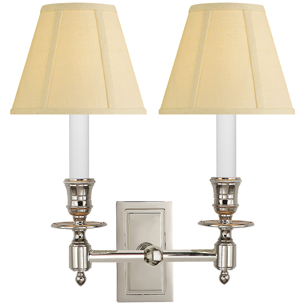 Visual Comfort French Double Library Sconce with Linen Shade