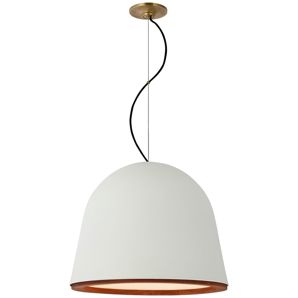 Visual Comfort Murphy Large Pendant in Plaster White and Dark Teak