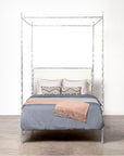 Made Goods Brennan Tall Textured Canopy Bed in Beige Crystal Stone