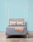 Made Goods Brennan Tall Textured Canopy Bed in Beige Crystal Stone