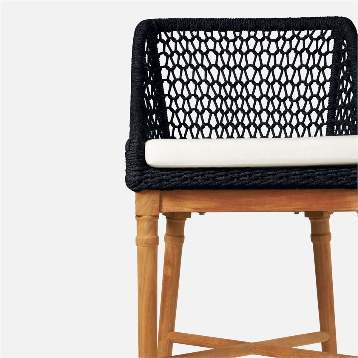 Made Goods Chadwick Woven Rope Outdoor Bar Stool in Clyde Fabric