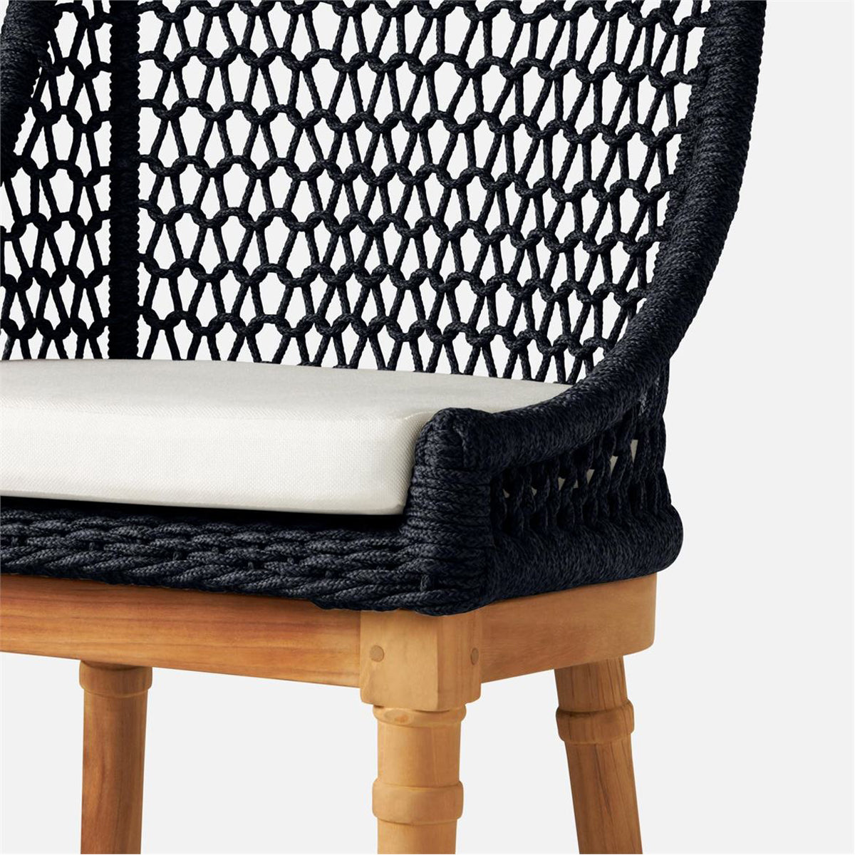 Made Goods Chadwick Woven Rope Outdoor Bar Stool in Clyde Fabric