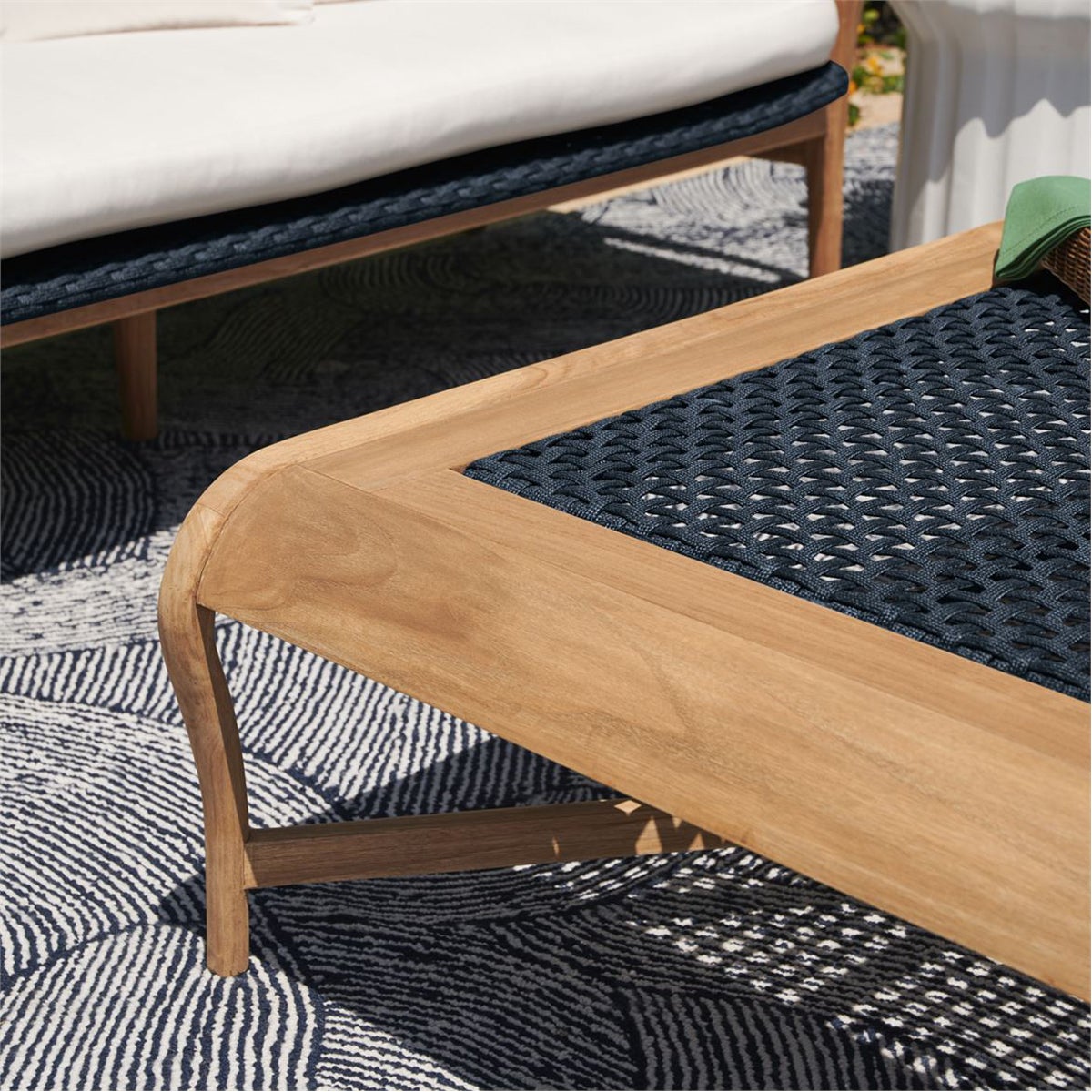 Made Goods Garrison Woven Rope and Teak Outdoor Coffee Table