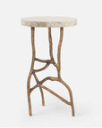 Made Goods Genevier Brass Tripod Base Side Table in Shell