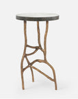 Made Goods Genevier Brass Tripod Base Side Table in Faux Shagreen