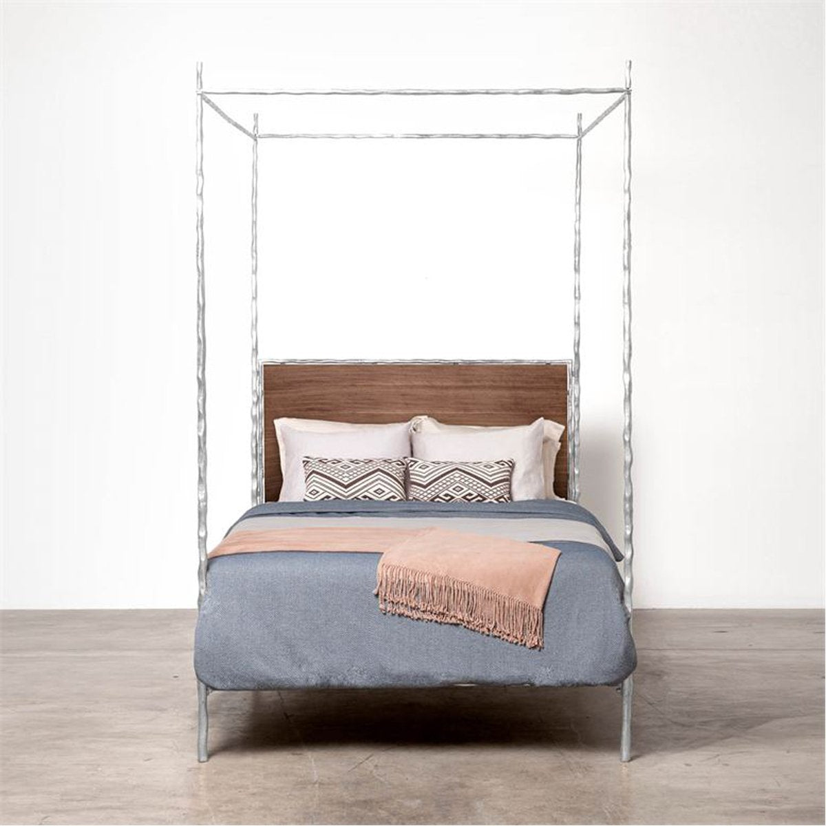 Made Goods Brennan Short Textured Canopy Bed in Oak