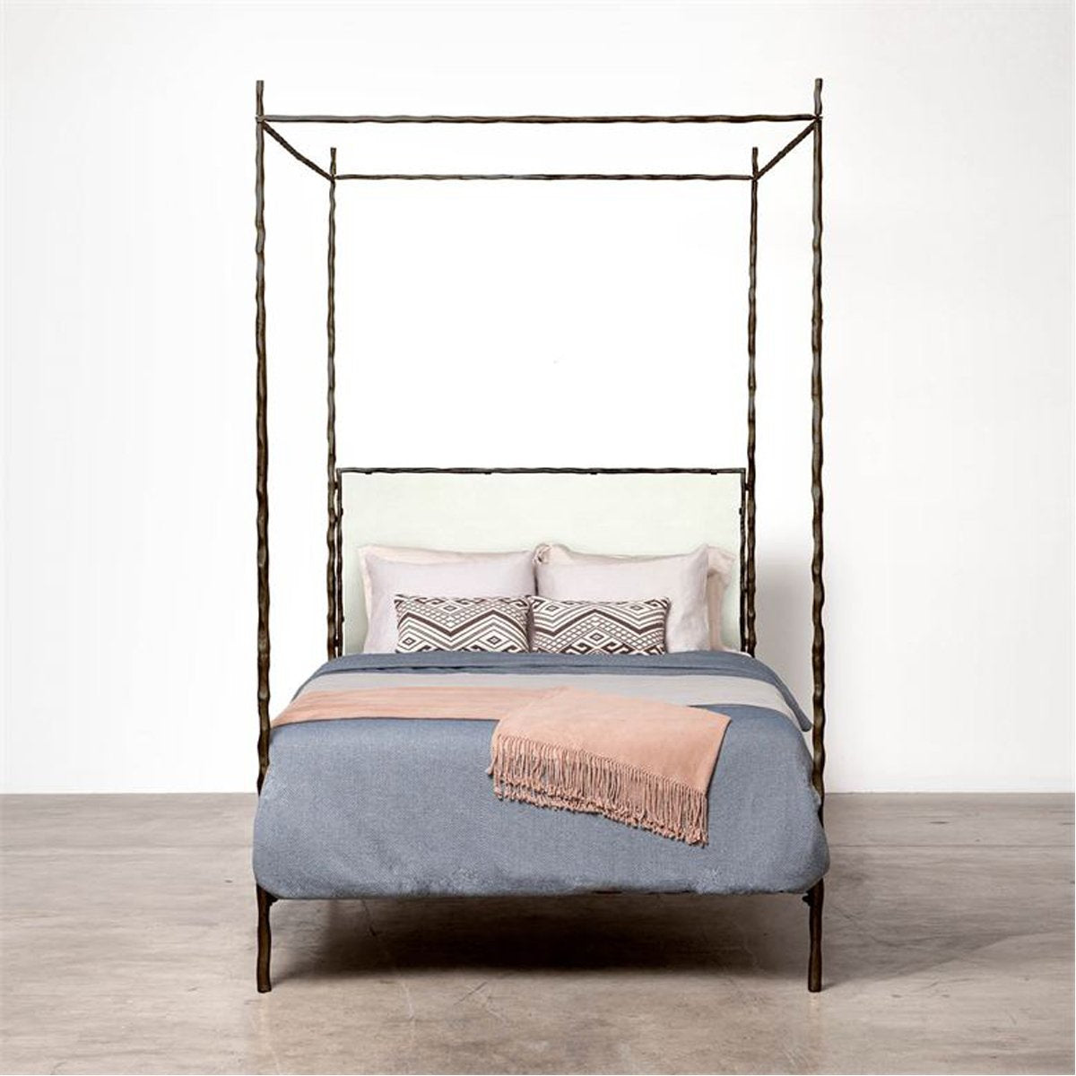 Made Goods Brennan Tall Textured Canopy Bed in Bassac Leather