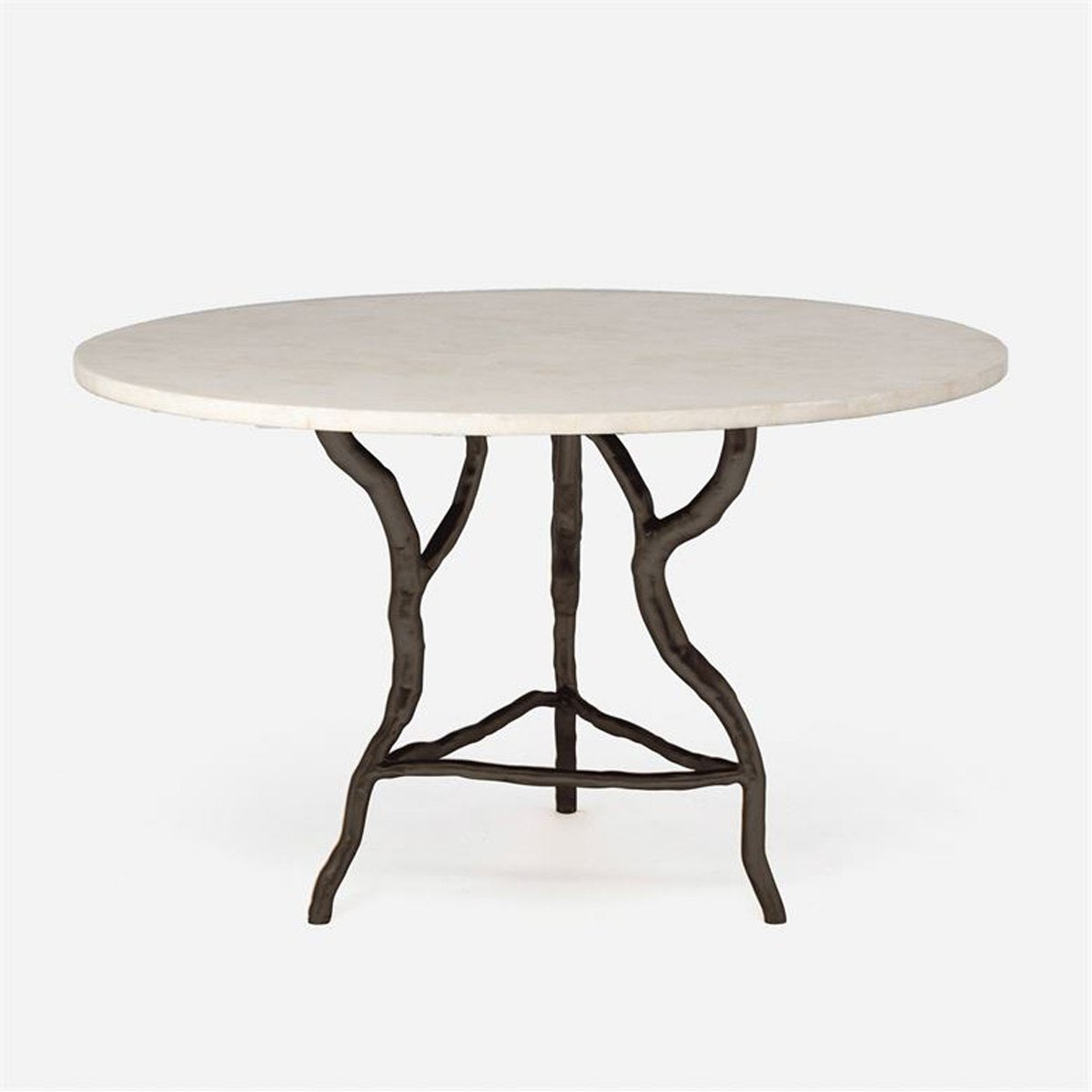 Made Goods Royce Abstract Branch Round Dining Table in Stone