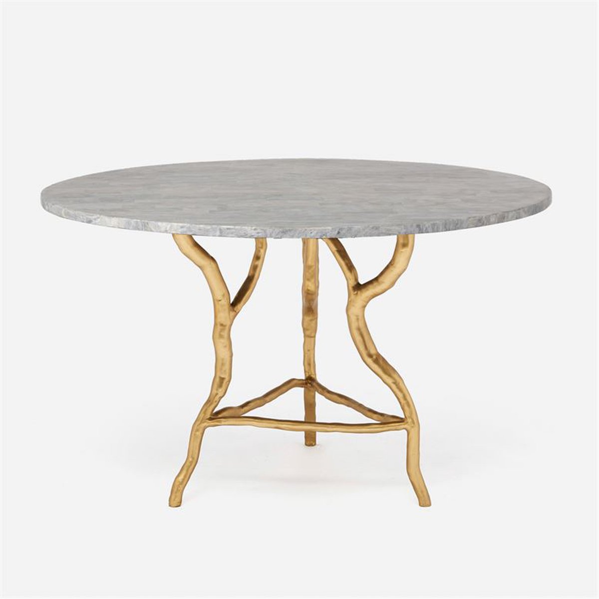 Made Goods Royce Abstract Branch Round Dining Table in Stone