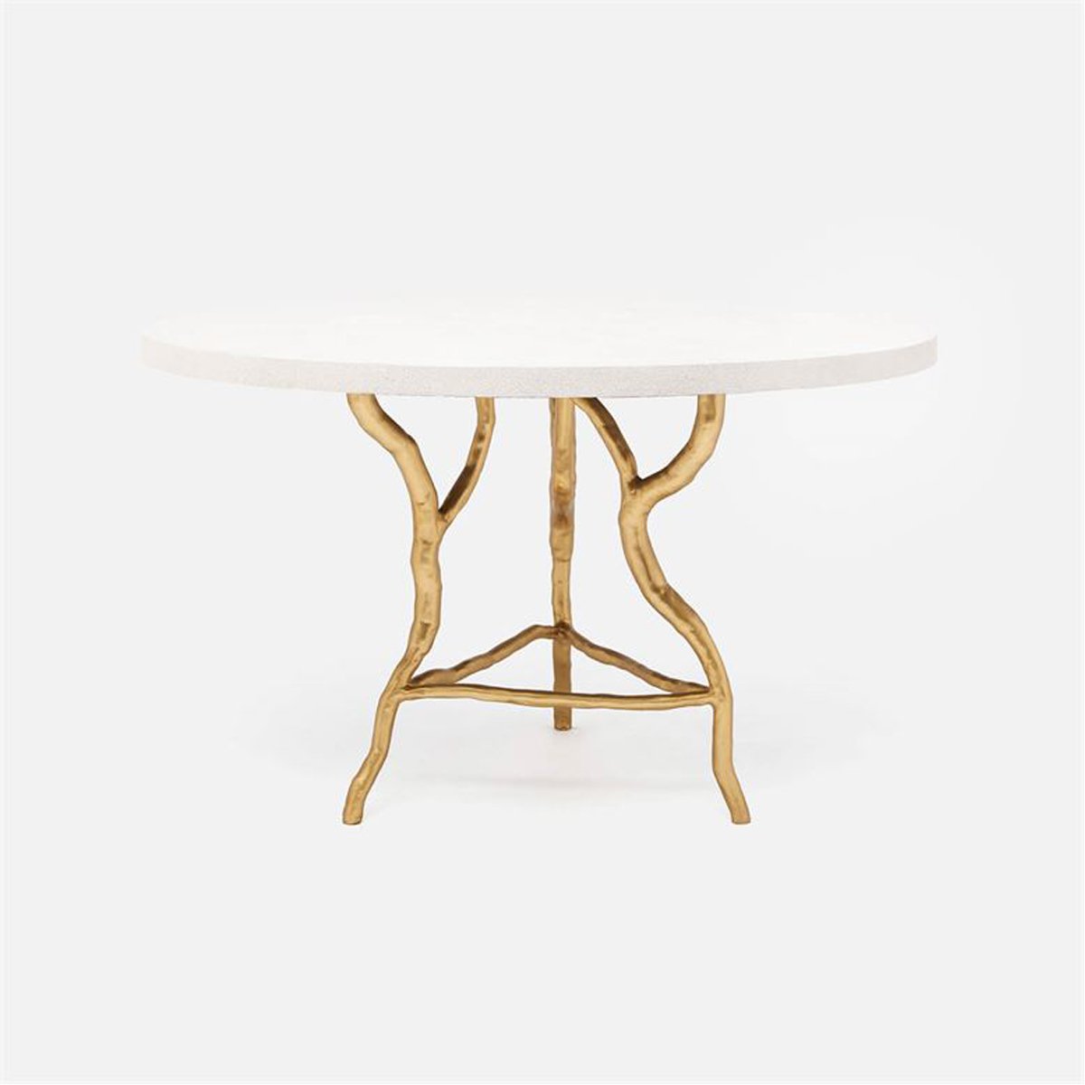 Made Goods Royce Abstract Branch Round Dining Table in Faux Shagreen Top