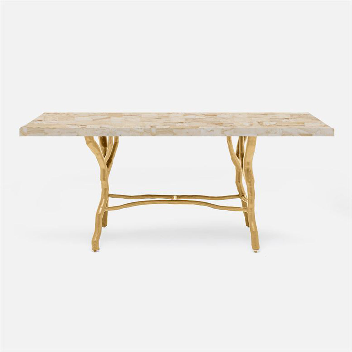 Made Goods Royce Abstract Branch Rectangular Dining Table in Stone Top