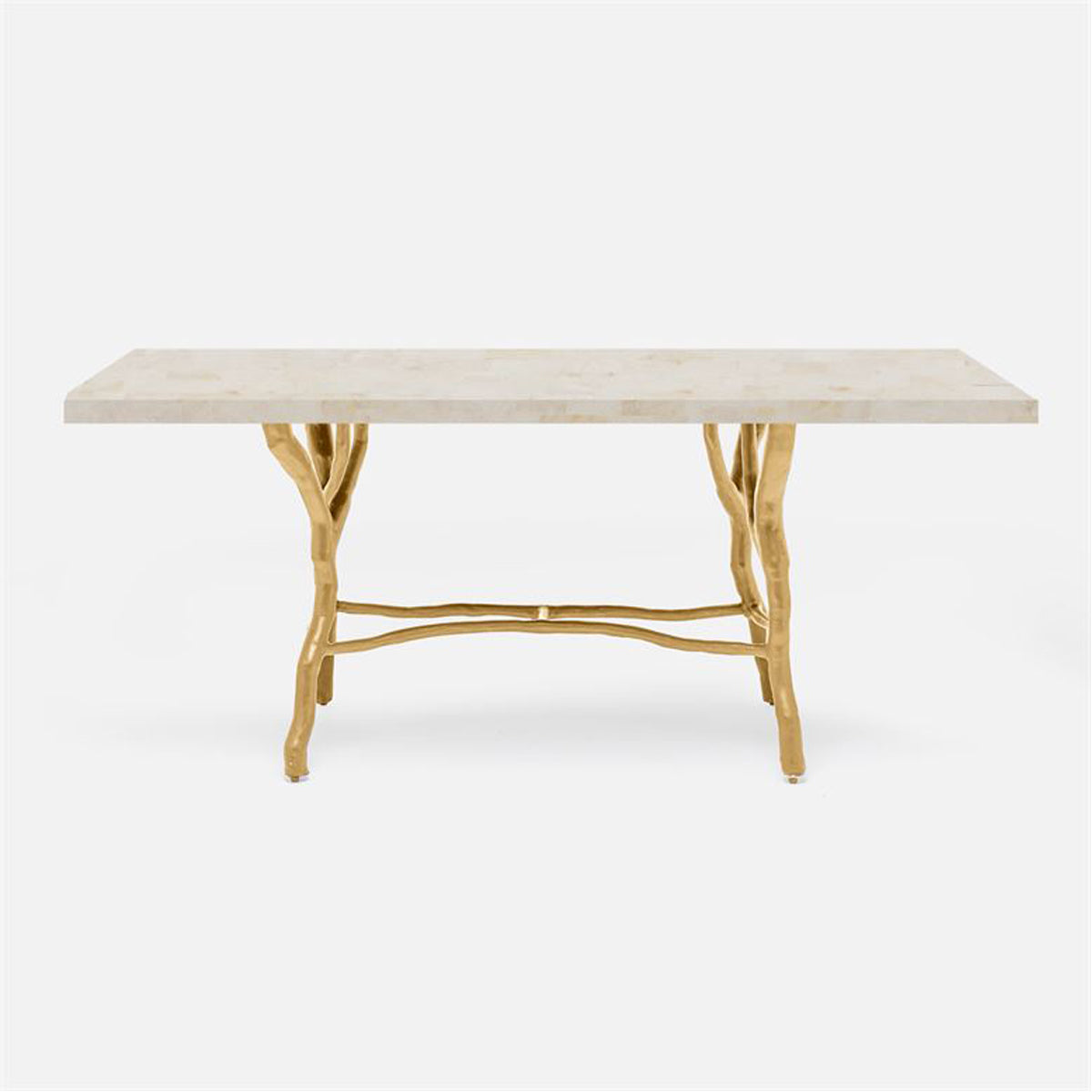 Made Goods Royce Abstract Branch Rectangular Dining Table in Stone Top