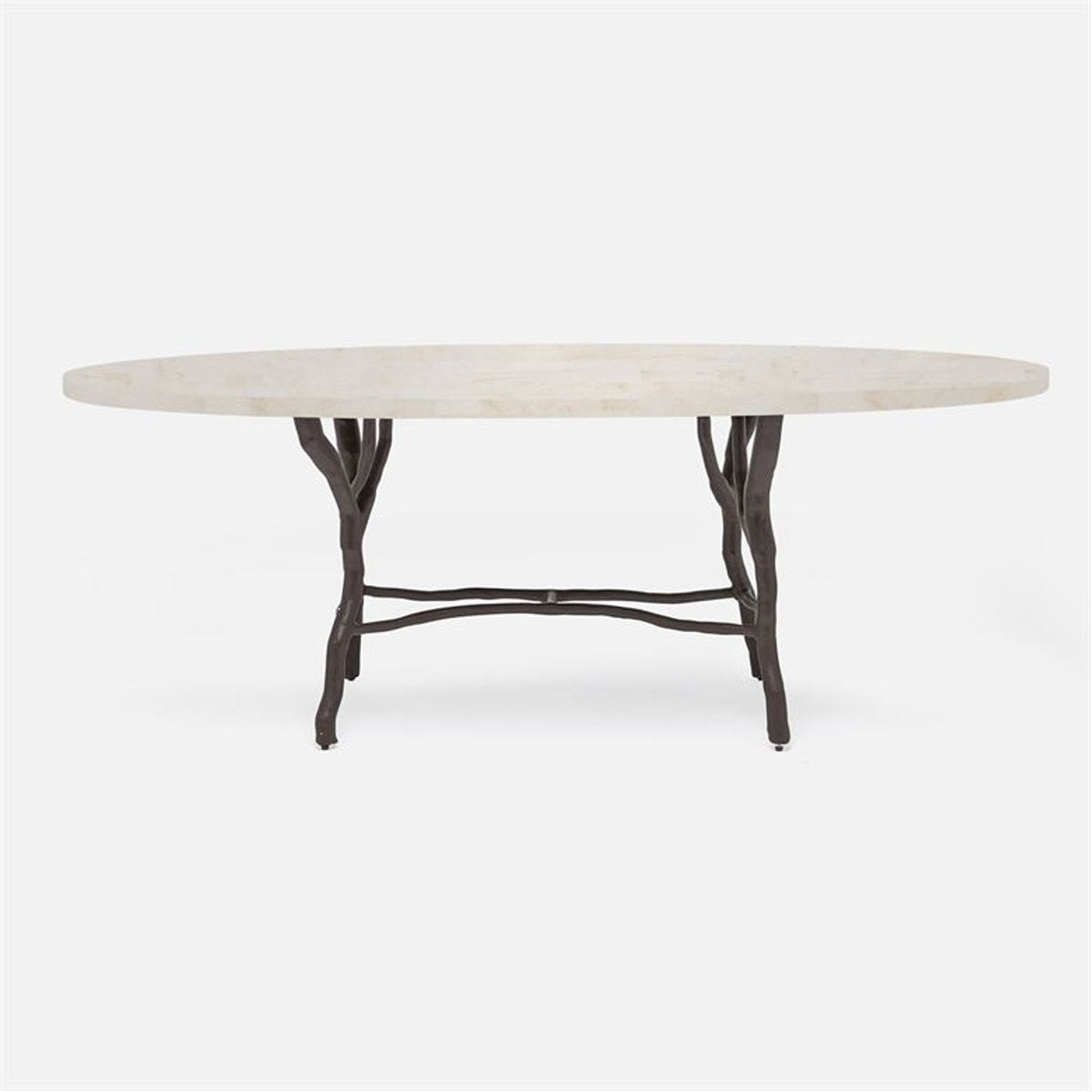 Made Goods Royce Abstract Branch Oval Dining Table in Stone Top